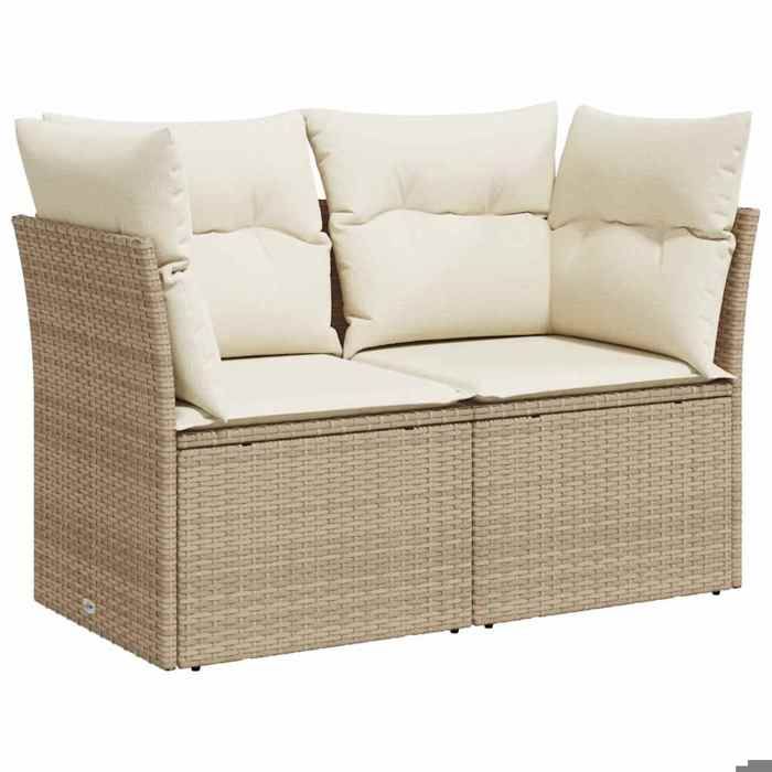 (Promo 2026)Canapé de jardin - SHIELD Canapé dextérieur - Pour jardin - avec coussins 2 places beige résine tressée 7370547