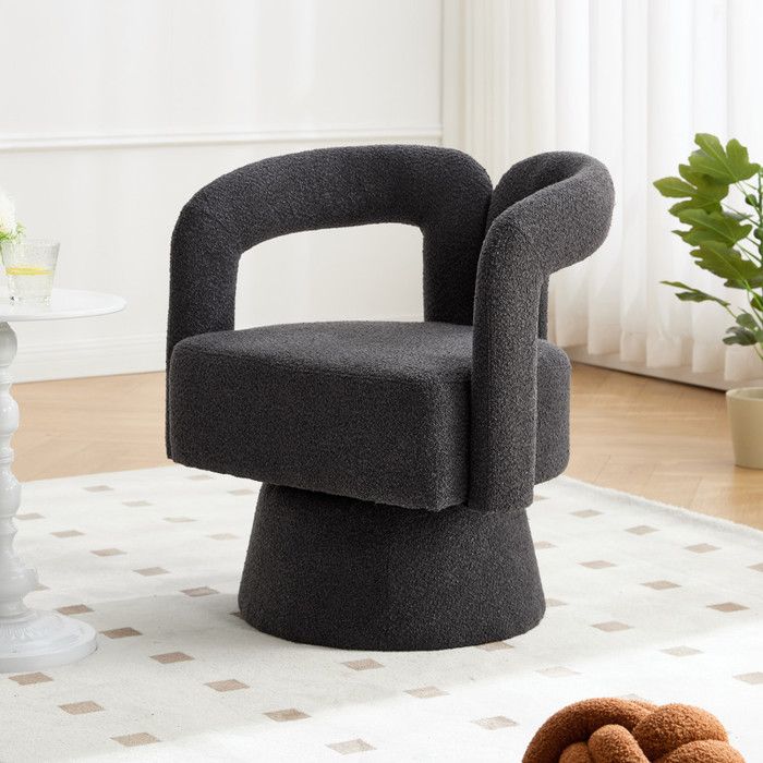 Fauteuil rond 67 x 55 x 74 cm - rembourrage généreux - fauteuil de détente en velours gris foncé