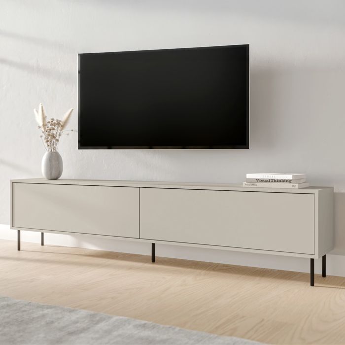Meuble TV Vesuviana Dmora en Bois Nobilité Beige 200x30x46h cm Meuble TV Vesuviana Dmora en Bois Nobilité Beige 200x30x46h cm
