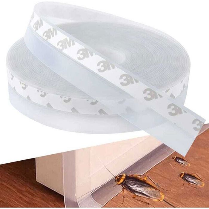 Bande dÉtanchéité 5m x 25mm - Silicone Transparent Résistant aux Intempéries Imperméable Isolation Porte/Fenêtre