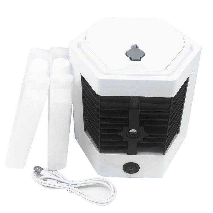 Climatiseur portable– Refroidissement rapide silencieux avec 2 bacs à glace – pour bureau et chambre – Blanc