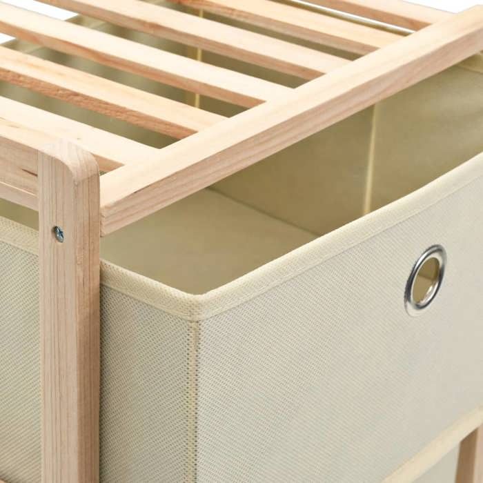 Étagère de rangement 5 paniers tissu Bois de cèdre Beige_2 ans garantie_12934