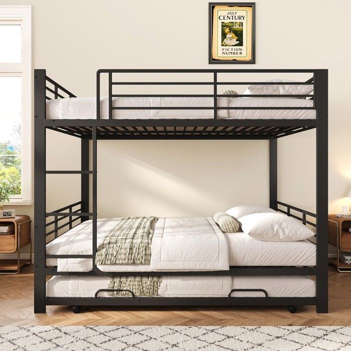 Lit superposé robuste métal 140x200 cm noir lit gigogne garde-corps antichute et échelle pour enfants et adolescents Sans Matelas Lit superposé robuste métal 140x200 cm noir lit gigogne garde-corps antichute et échelle pour enfants et adolescents Sans Matelas