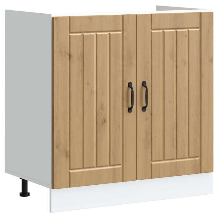 Meuble Rangement - HAOSHOP - Meuble sous évier Lucca 2 pcs Chêne artisanal Bois dingénierie&01_29387