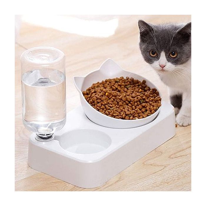 Lot de 2 gamelles deau et de nourriture distributeur automatique avec gamelle de pour chiens et chats petite taille ou moyenne