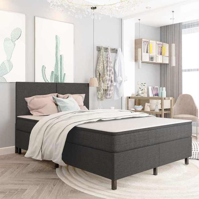 Sommier à lattes de lit sans matelas gris tissu 180x200 cm - Cadre durable - design élégant(7305)