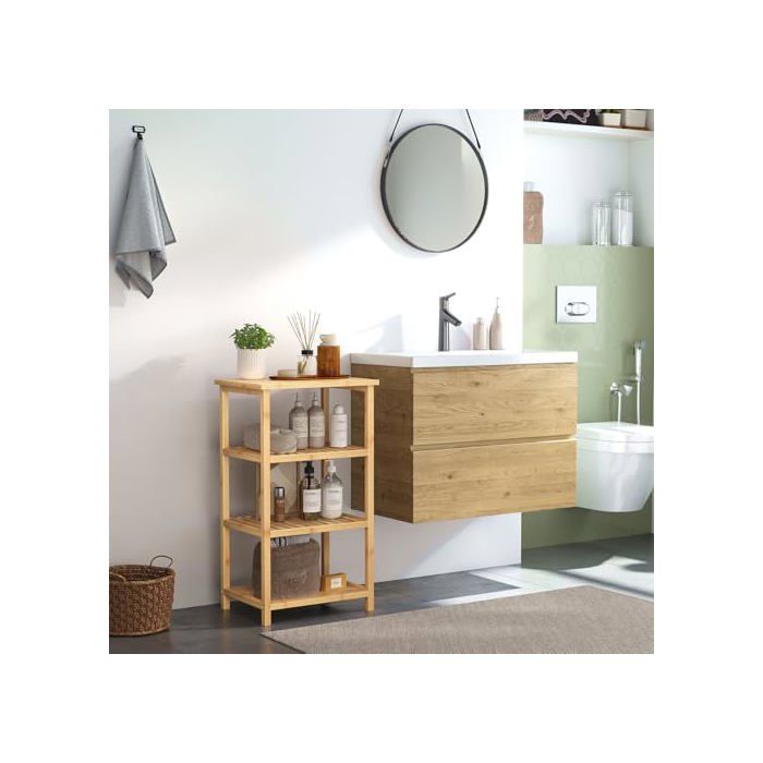 Étagère de Rangement - DRIPEX - 4 Niveaux - Bambou - 40 x 30 x 70 cm - Charge 15 kg