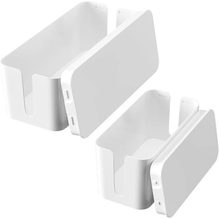 Lot de 2 Boite Cache Cable Cache multiprise Boite Rangement Blanc