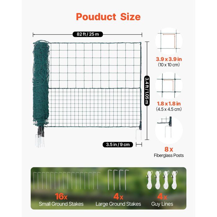 Clôture Filet Mobile 25x105 m Filet de Clôture pour Chien en Plastique Temporaire pour Délimitation Poules Plantes Jardin Cours…