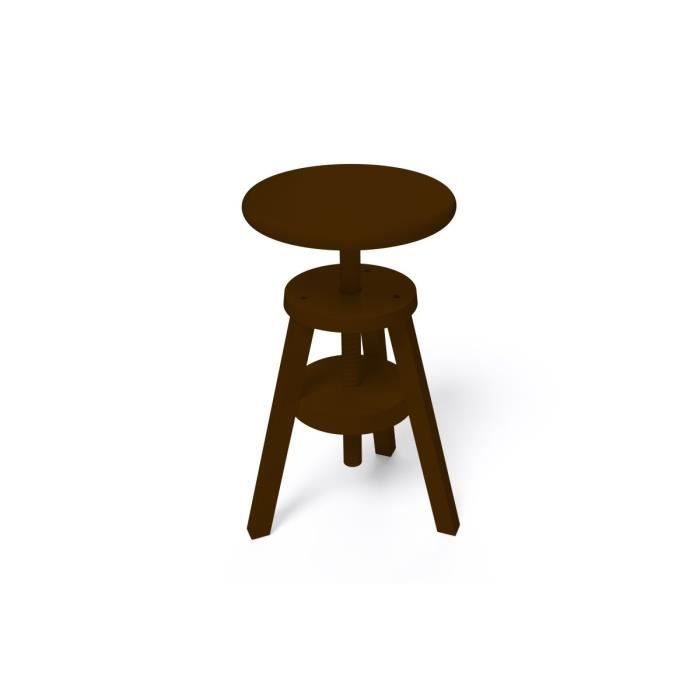 tabouret à vis - abc meubles - couleur wengé - bois massif - marron - a l'unité