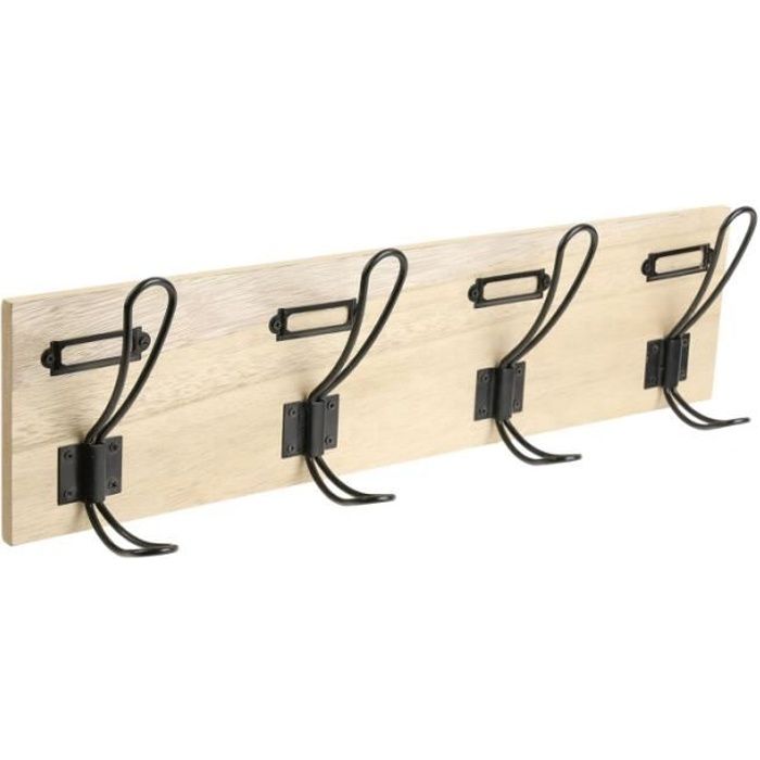 Porte Manteaux Porte Manteau Mural 4 Crochets Metallique Beige Et Noir 14 Cm Noir Achat Vente Porte Manteau Cdiscount