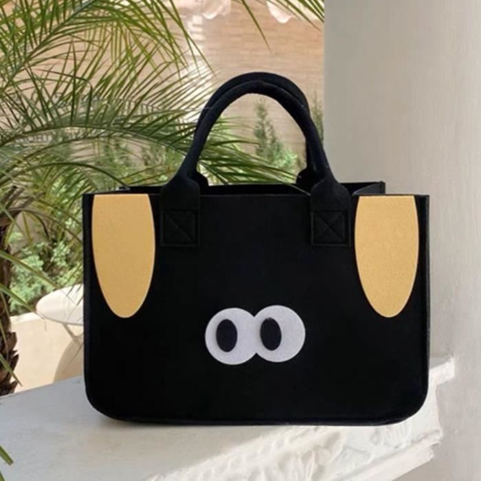 Lot De 2 Sacs En Feutre Noir Pour Provisions, Bûches De Cheminée, Panier à Journaux (noir