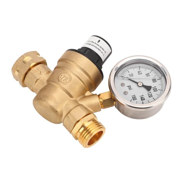 Régulateur De Pression D'Eau RV Avec Manomètre - Vanne Laiton 3/4 Pouces Pour Camping-Car