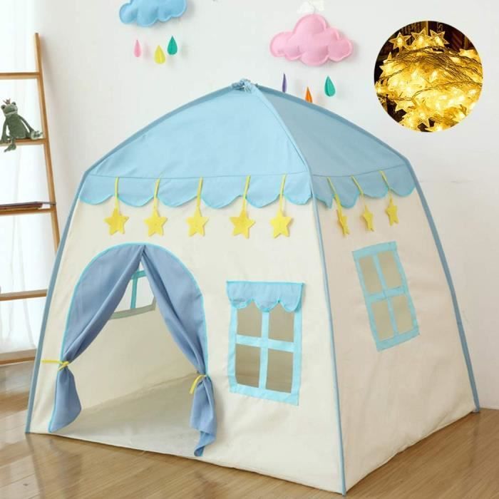 Tente De Lit Pour Enfant – Princesse Avec Drapeaux, Fenêtres Et Lumières – Maison De Jeux Intérieur/Extérieur – Facile à Monter Et Laver