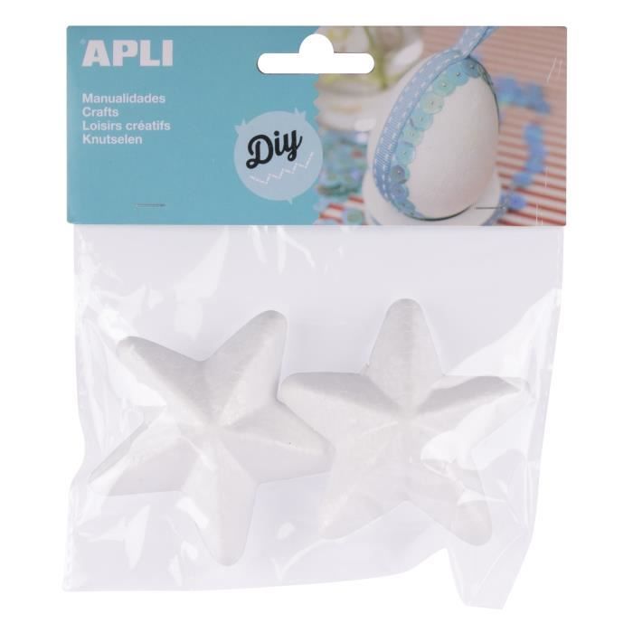 2 Étoiles Polystyrène Blanc 75mm - Pour Déco, Noël, Loisirs Créatifs - Haute Densité