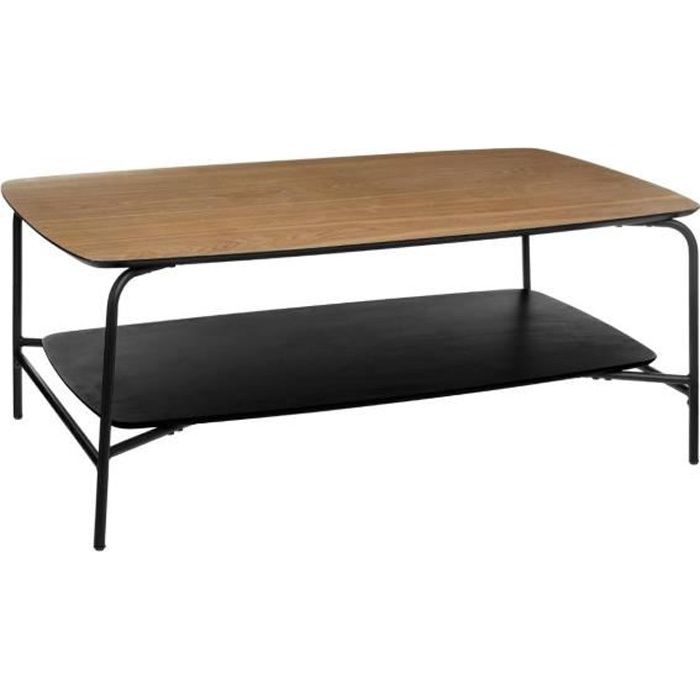atmosphera table basse akita en bois et metal noir h 43 cm noir cdiscount maison