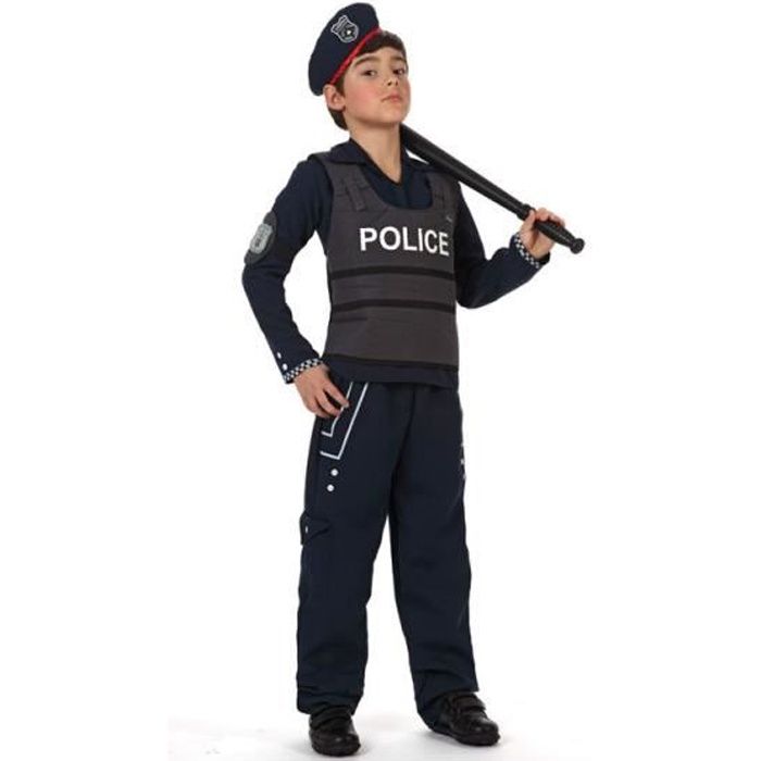 Déguisement de policier noir chic garçon (Enfant - 10-12 ans)