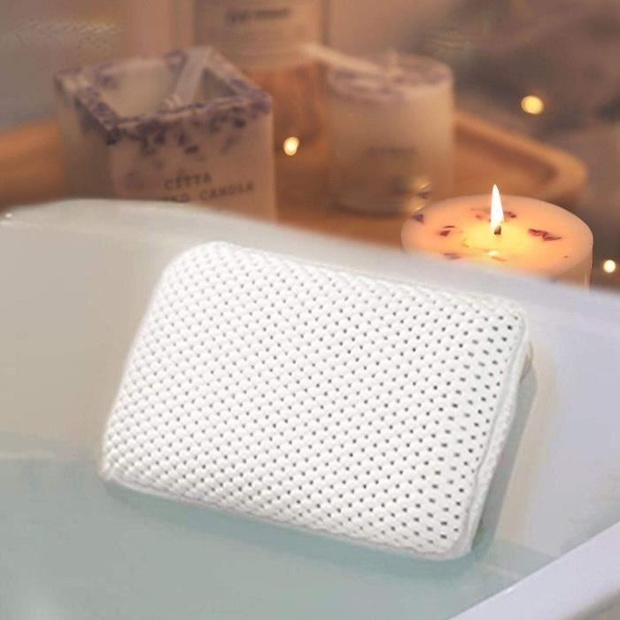 Oreiller De Bain En PU Imperméable - 28x17 Cm, Ergonomique, à Ventouse Pour Baignoire
