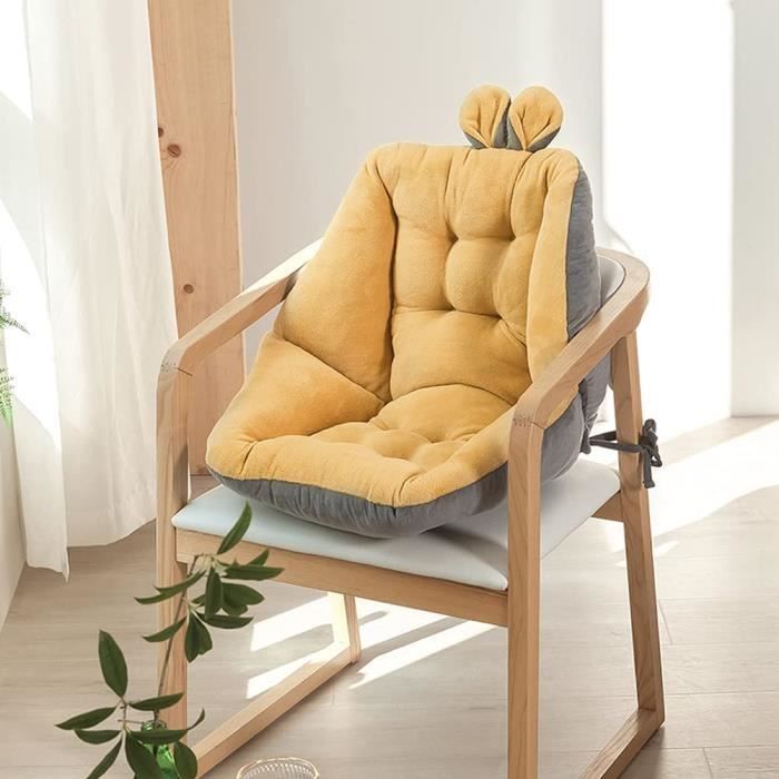 Coussin De Chaise Rond Avec Attaches - Diamètre 35 Cm, Rembourrage Coton Perlé, Tissu Coton - Jaune