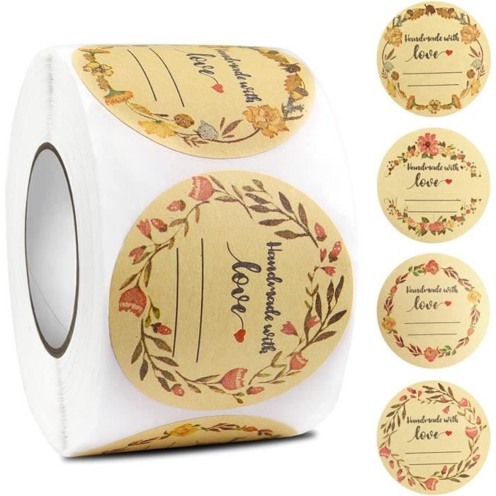 Etiquette Ronde Autocollant Rond Papier Kraft Etiquettes AdhéSives Rouleau Kraft Fait ...