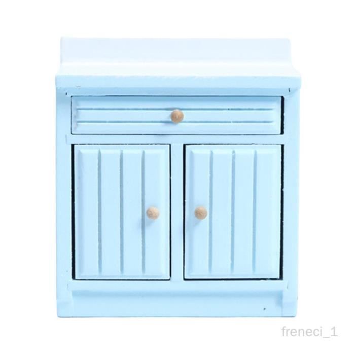 Maison de poupée Miniature bleu meubles de cuisine petite scène de vie Maison de poupée Miniature bleu meubles de cuisine petite scène de vie