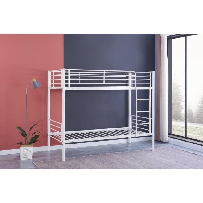 Lits superposés séparables enfant - 2x90x200 cm - Pin massif blanc