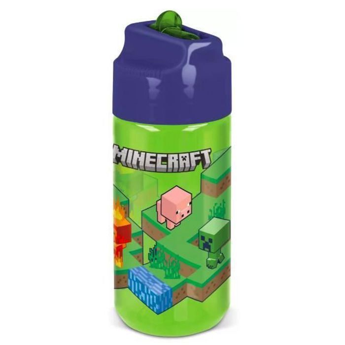 Bouteille deau - Minecraft - Hydro - 430 ml - Plastique sans BPA - Capuchon clipsable