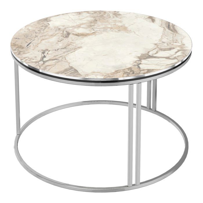 Table basse ronde 50 x 80 cm marbre blanc argent 03_0008423