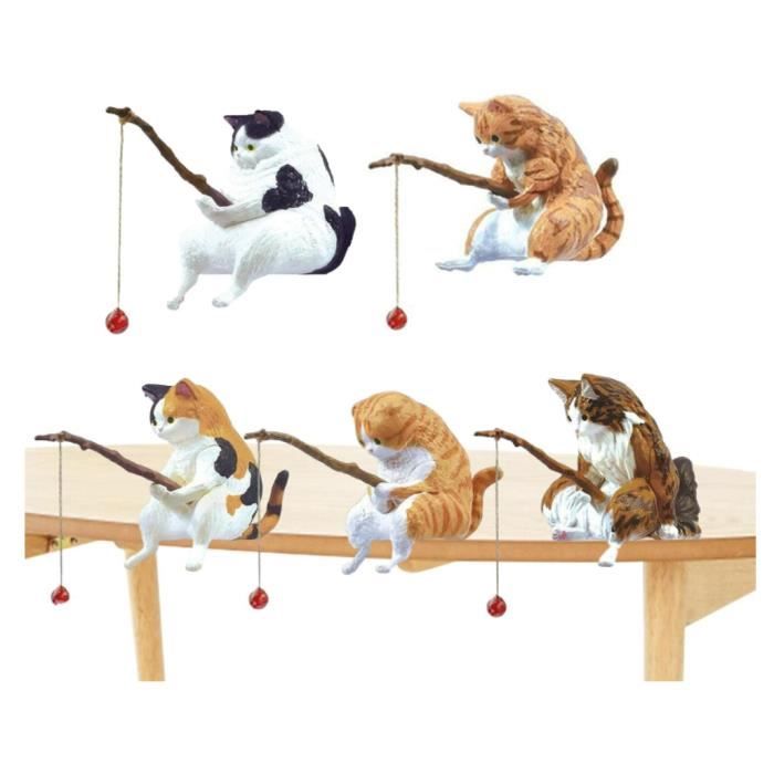 Chats de pêche pour aquarium  Décoration de chat de pêche figurines de chat en résine statues de chat décoration dintérieur