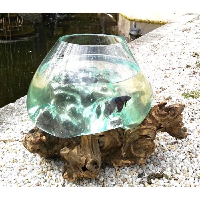 Verre Aquarium Rectangulaire Aquarium 30cm En Verre Souffle Sur Racine En Bois Achat Vente