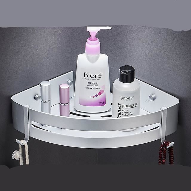 /Étag/ère de salle de bain sans per/çage en verre tremp/é avec rail de fixation murale en acier inoxydable 38 cm