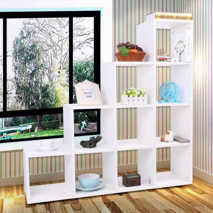 Bibliotheque Etagere Cube De Rangement En Bois 10 Grilles
