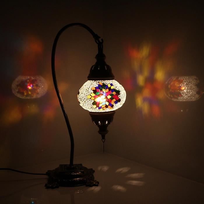 TURC style marocain Mosaïque Multicolore Lampe de bureau Lampe de table lumière grand globe 