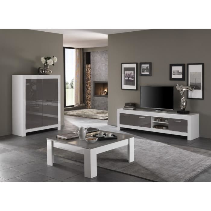 Ensemble Laque Blanc Gris Modena Meuble Tv 207 Bar Table