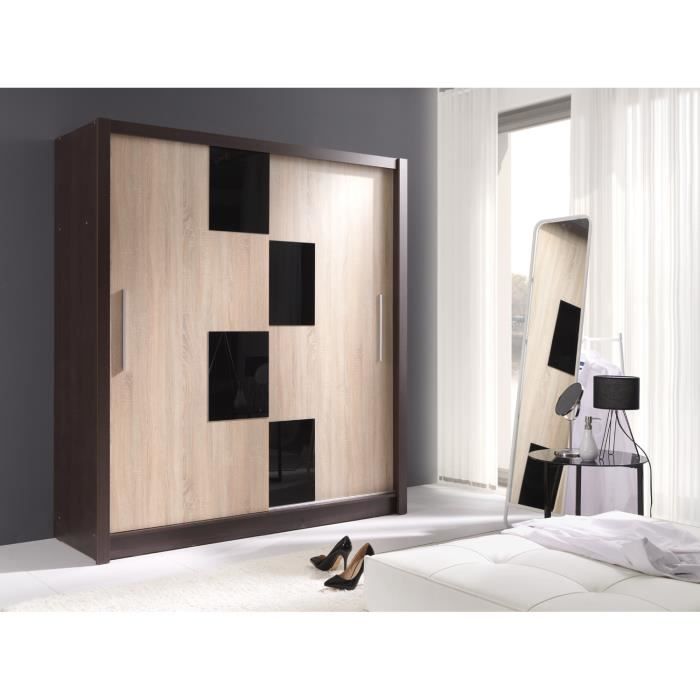 Armoire Deux Portes Coulissantes Garde Robe Dressing Penderie Roma 5 Cadre Wenge Portes Sonoma Avec Finition Noir Laque Achat Vente Armoire De Chambre Armoire Deux Portes Couliss Soldes Cdiscount