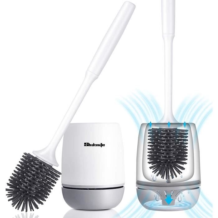 Brosse De Toilettes Noire à Long Manche Avec Support - Nettoyage Facile Et Hygiénique Pour Salle De Bain