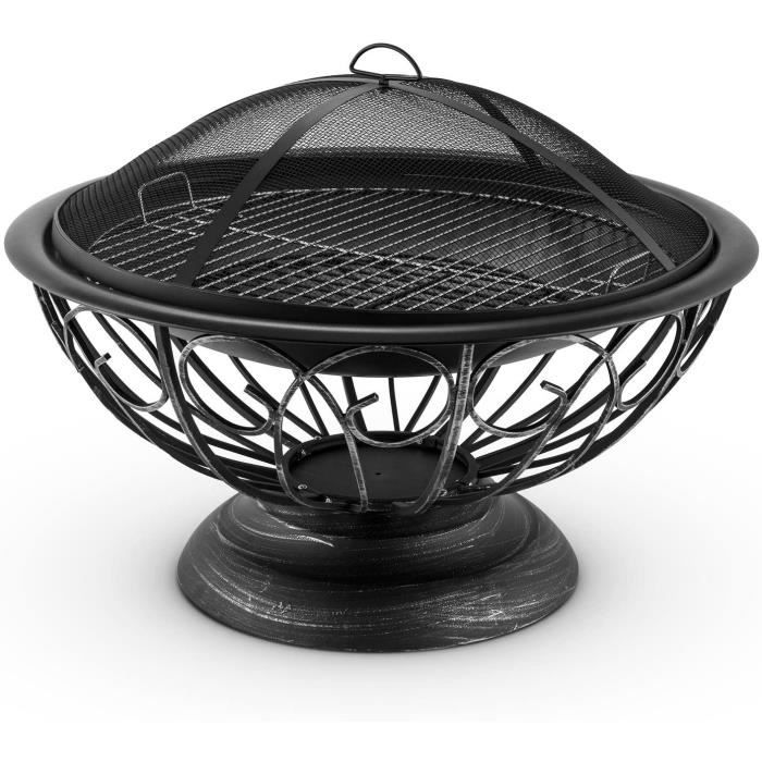 GYMAX Braséro Barbecue Extérieur, Foyer Extérieur 3 En 1 Avec Grilles De Cuisson & Sac De Rangement & Gants, Grill Pour Camping, Pique-Nique