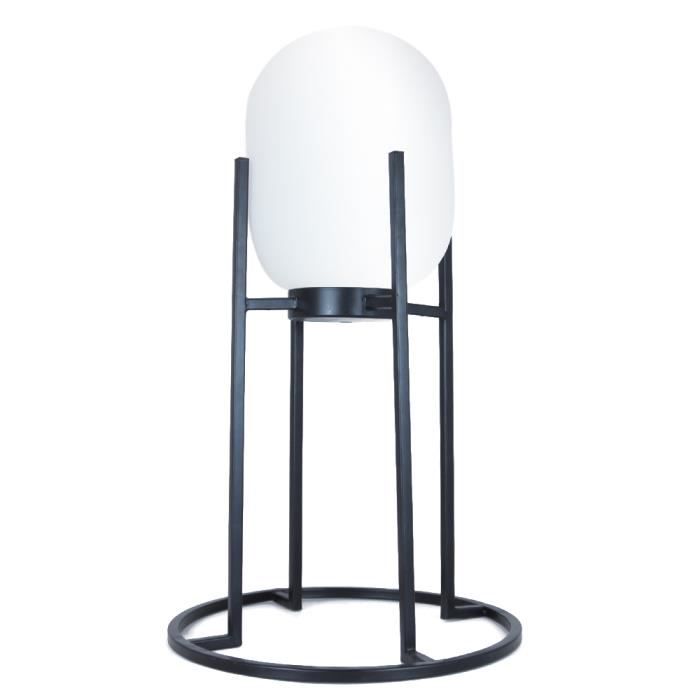 Lampe à poser - Décorative - Métal et verre noir - E27 - Compatible LED - 40 cm H