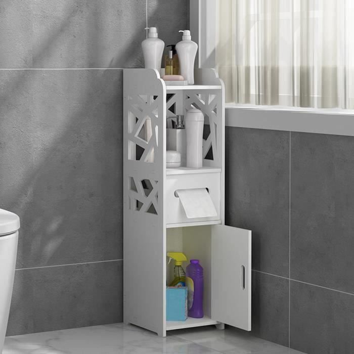 TEMPSA Armoire de Rangement Meuble Toilette Etagère à Persiennes
