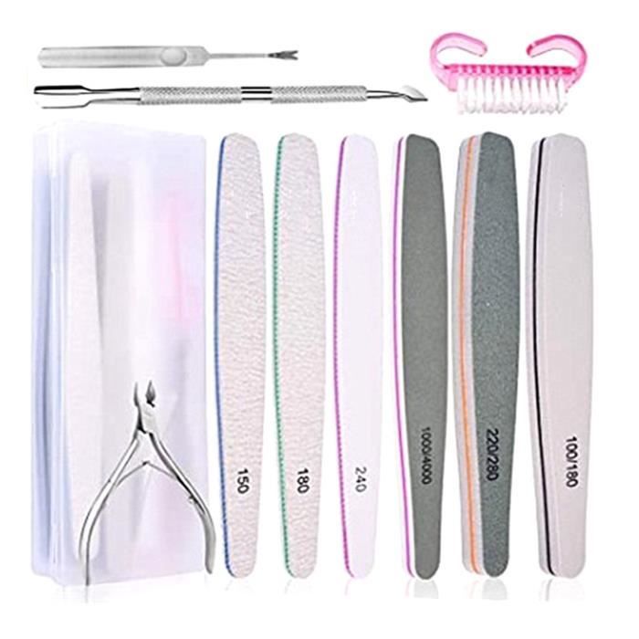 Limes À Ongles Professionnelle Et Pousse Coupe Cuticule, Bloc Polissoir Ongles Faces, 11 Pcs Manucure Set, Nail Art