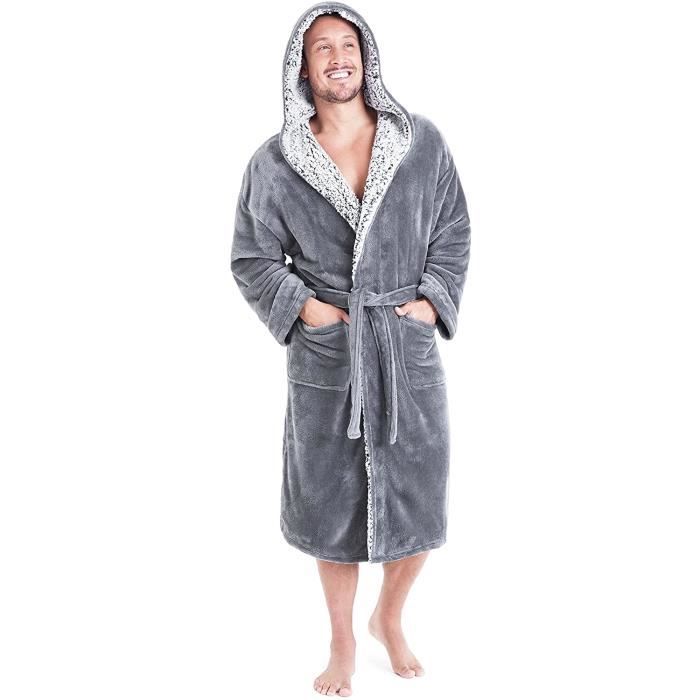 Peignoir Femme Hiver Polaire - Capuche, Ceinture, Poches, Longueur Longue, Pour Maison Et Détente