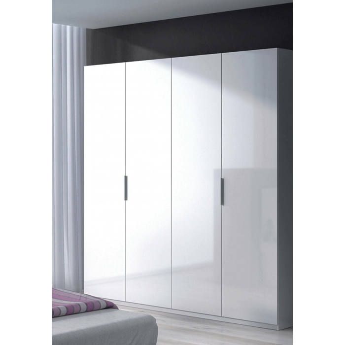 Dmora - Grande armoire Knoxville 180x52h200 cm blanche Panneau effet bois