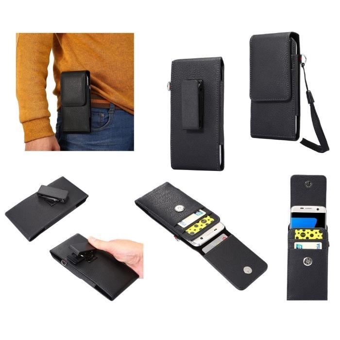 Étui Portefeuille Magnétique Pour Ceinture - Noir, 16 Cm, Portable Et Multifonction