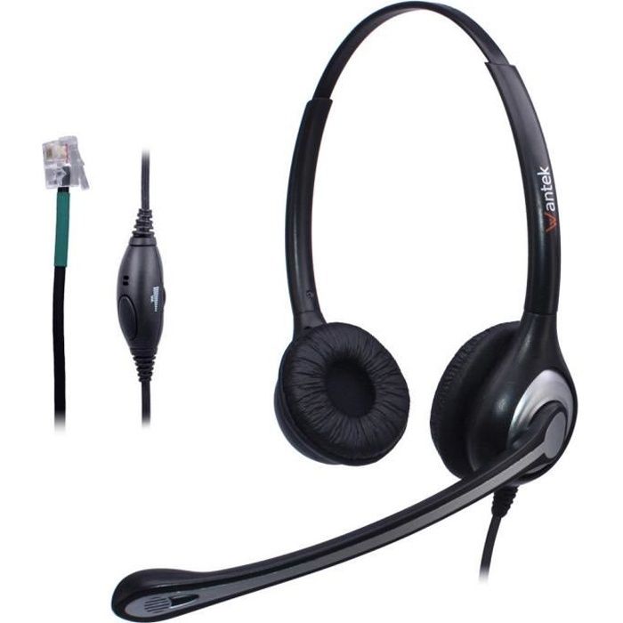 Casque Téléphone Fixe 2,5 mm avec Micro Anti-Bruit, Oreillette Filaire pour  Gigaset C430A C530A Panasonic Cisco Spa 303 Polycom Grandstream Zultys