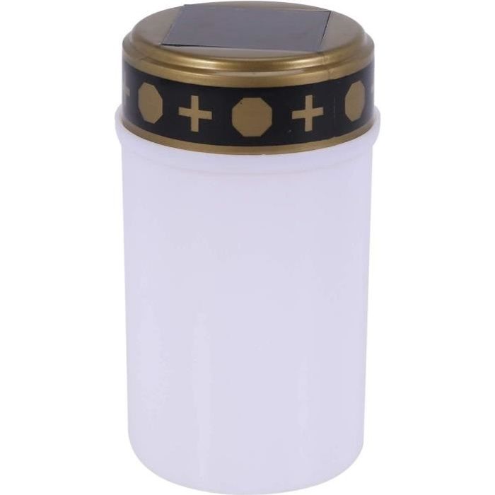 Kuinayouyi Bougie Blanche pour Tombe de Cimetière Lampes Solaires avec éclairage Led 4 Pièces Séries