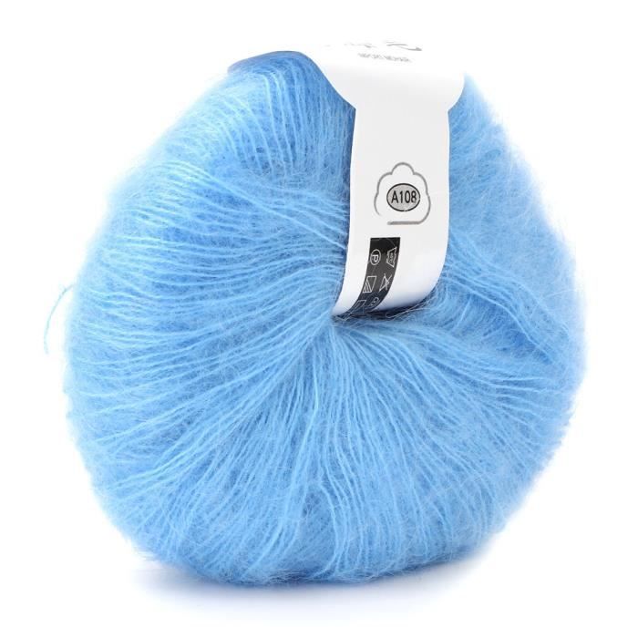 Qiilu Tricot mohair doux Tricot de Fil Long en Laine Mohair Doux d