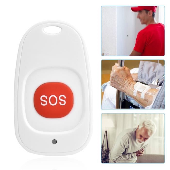 Alarme de bouton SOS, alarme de bouton d'urgence sans fil 80M