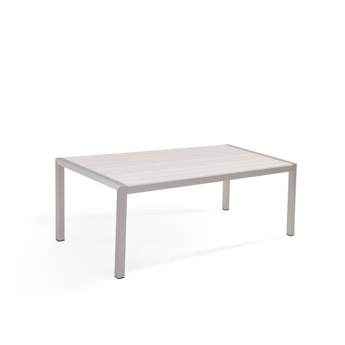 table de jardin en aluminium et bois synthétique blanc 180 x 90 cm vernio - beliani - urbain - rectangulaire