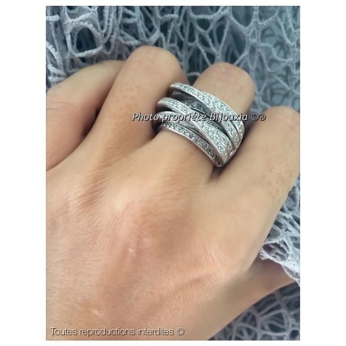 bague large zirconium taille 60 argent massif