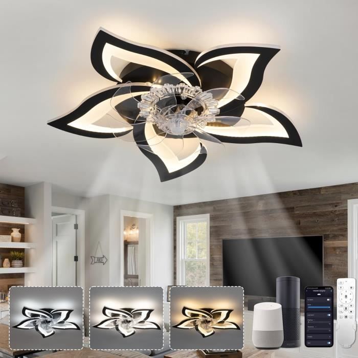 Plafonnier Ventilateur De Plafond Compatible Avec Alexa Et Google Assistant Ventilateur Plafond Avec Lumiere Silencieux Mo[n4343] - Chicheng